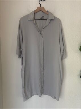 COS Oversized Light Gray Short-Sleeve Button-Down shirt dress size XS